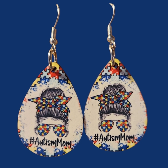 Hand Crafted Jewelry - Autism Mom Teardrop Earrings